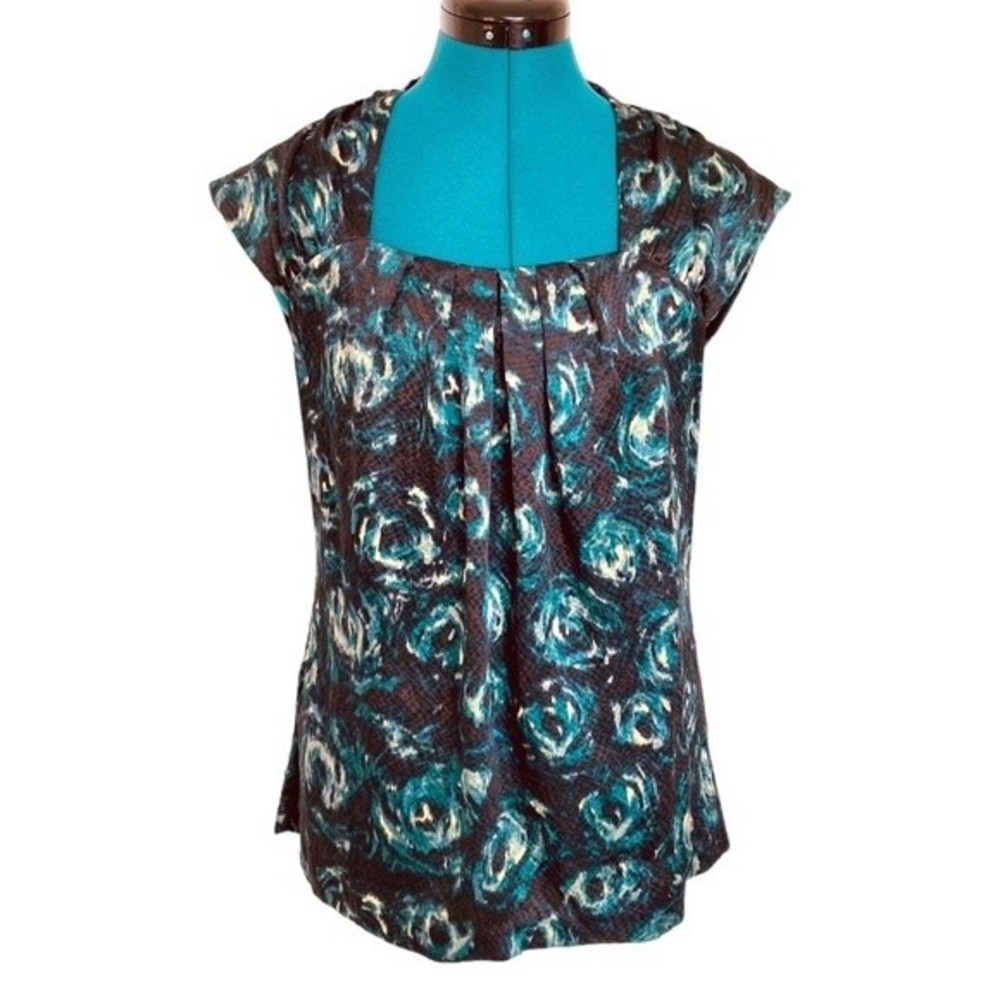 Ann Taylor Silk Sleeveless Blouse size Small Abstract Floral